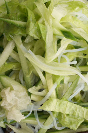 Chinese food. Hot salad with cabbage and vegetables. Closeup.の写真素材