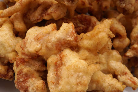 Chinese food. Dry chicken. Closeup.