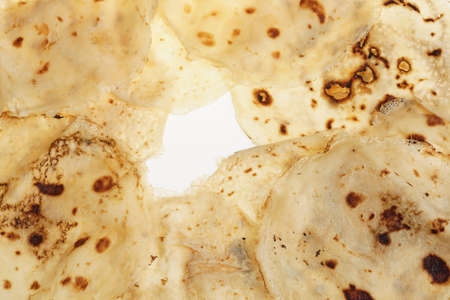 Fresh hot blinis or crepes close upの写真素材