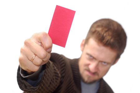 An image of referee showing red cardの写真素材