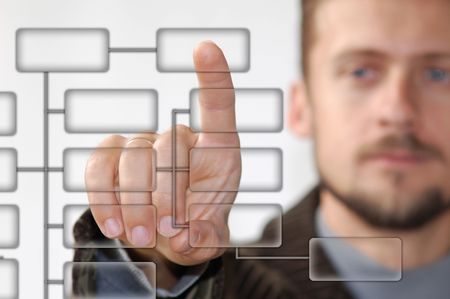 A businessman showing virtual keyboardの写真素材