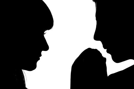 Couple theme. Silhouettes of man and woman.の写真素材