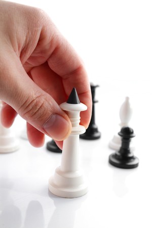 An image of hand with a white kingの写真素材