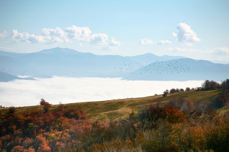 An image of  clouds over the mountainsの写真素材