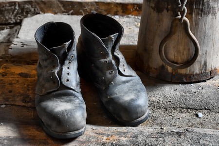Stock photo: an image of old black dirty shoesの写真素材