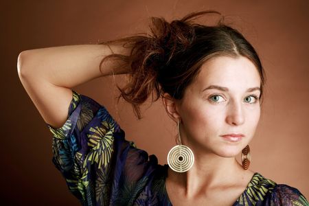 A portrait of a romantic beautiful young girlの写真素材