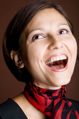 An image of a portrait of a beautiful happy young womanの写真素材