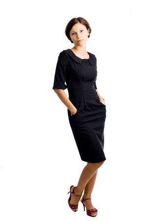 An image of a portrait of a woman in black dressの写真素材