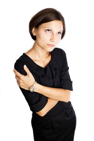 An image of a portrait of a woman in blackの写真素材