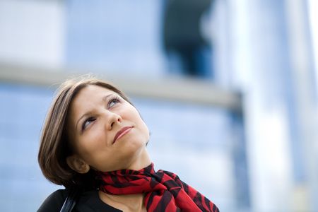 An image of a nice woman in the cityの写真素材
