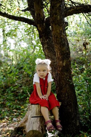 An image of a pretty little girl outdoorsの写真素材