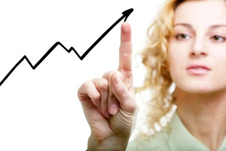 An image of a woman writing diagramの写真素材