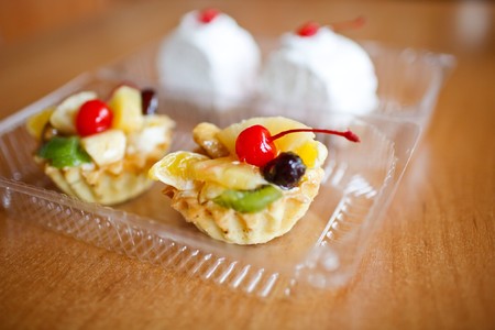 Cupcakes with cherry on top. Make with Canon 35 1.4aperture 1.4 was used for small DOFの写真素材