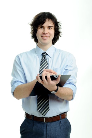 An image of smiled man with notepadの写真素材
