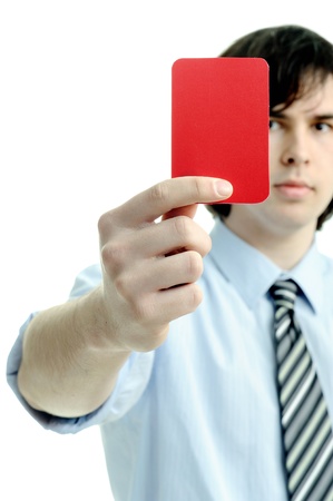 An image of young man with red cardの写真素材