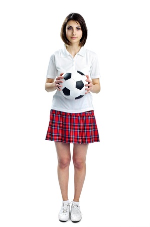 An image of of nice woman with soccer ballの写真素材