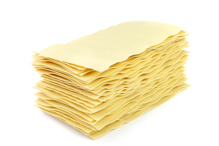An image of raw lasagna on white backgroundの写真素材