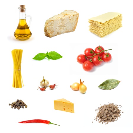An image of set of various products of italian foodの写真素材