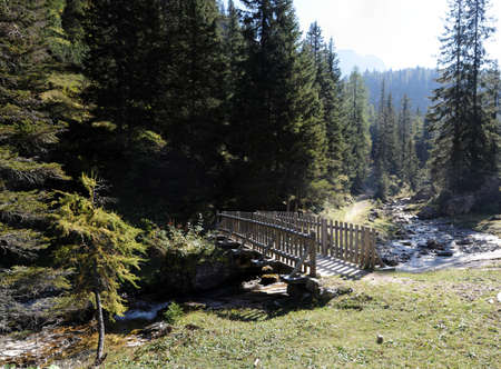 An image of a bridge over the streamの写真素材