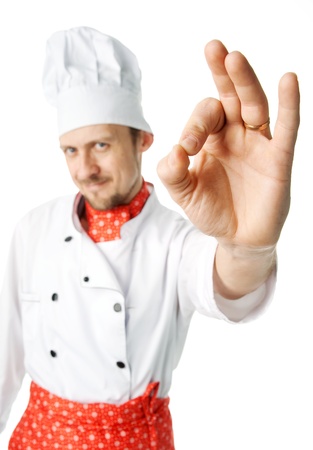 An image of a chef showing sign OKの写真素材
