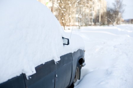 An image of car covered with snowの写真素材