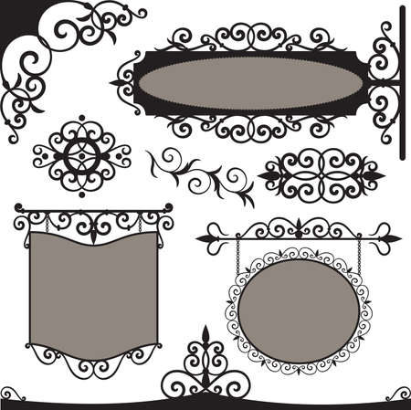 Wrought iron vintage signs and elements for designのイラスト素材