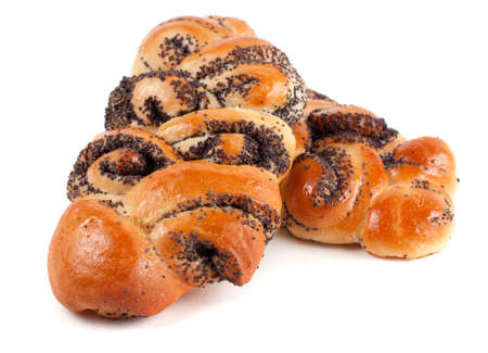 two buns on a white backgroundの写真素材