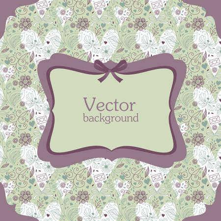 Greeting card or invitation with floral seamless background.のイラスト素材