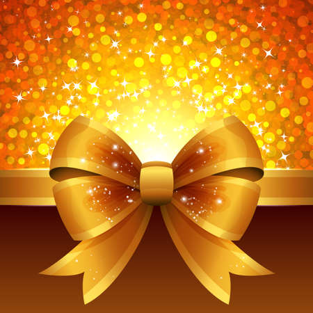 Bright vector background with golden ribbon and bowのイラスト素材