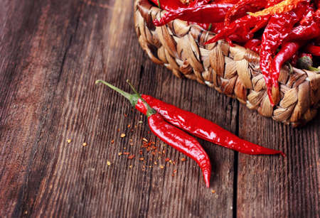  Chili pepper on a wooden surfaceの写真素材