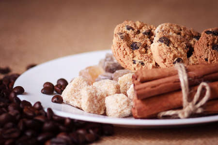 Homemade cookies and sugar closeup
