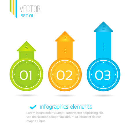 One two three  - vector progress icons for  three steps. Infographics elementsのイラスト素材