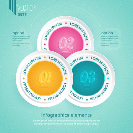 Infographics template. Colored icons for  three stepsのイラスト素材