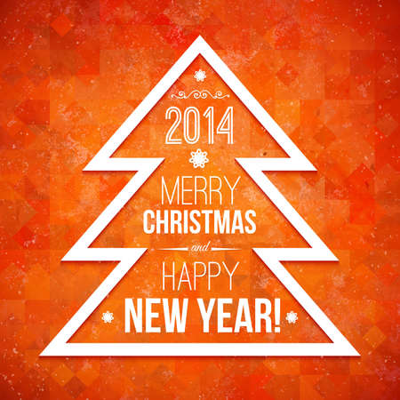 Christmas card with tree  Merry Christmas letteringのイラスト素材