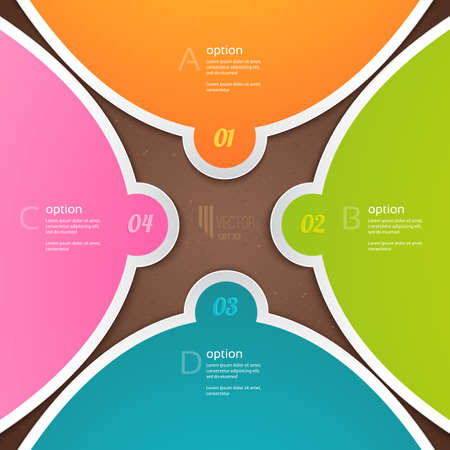 Numbered elements for info graphic. Four colored tabs with description.のイラスト素材