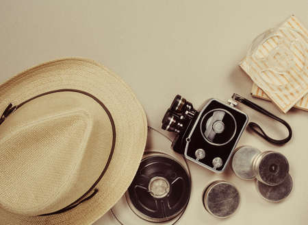 Retro movie camera. May be used as backgroundの写真素材