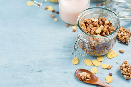 Muesli.  Health and diet concept. Food background with copyspaceの写真素材