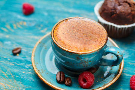 Closeup of coffee with crema. Selective focusの写真素材