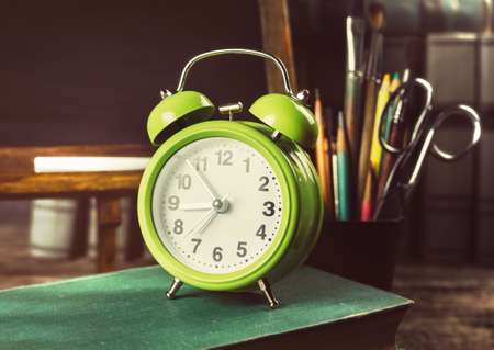Old alarm clock. Vintage backgroundの写真素材