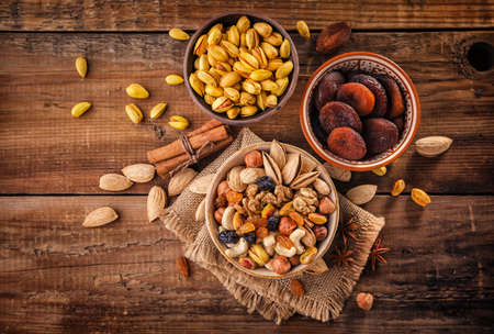 Mix of nuts and dried fruitsの写真素材