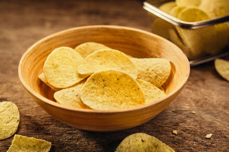 Potato chips in bowlの写真素材