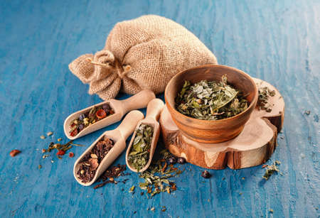 Dry herbs for making teaの写真素材