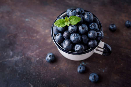 Juicy fresh blueberries. Organic superfood. Blueberry antioxidantの写真素材