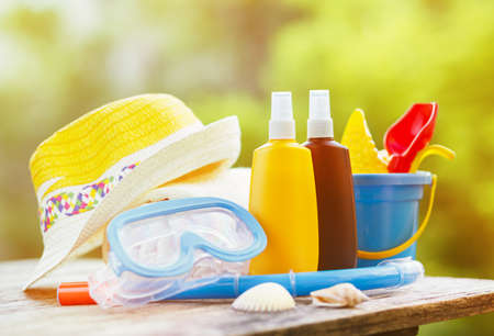 Sun protection cream for childrenの写真素材