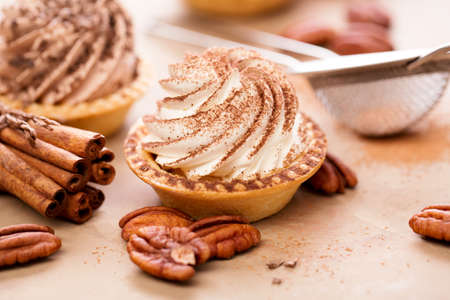 Sweet tartlets with cream, homemadeの写真素材