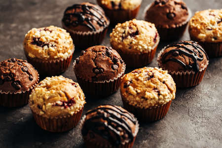 Different homemade muffins.の写真素材