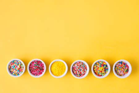 Various sugar sprinkles, Food background with copy space.の写真素材