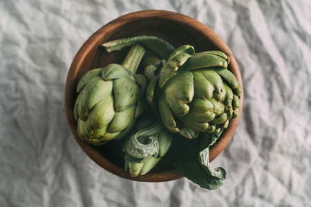 Ripe organic artichokesの写真素材