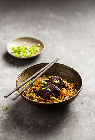 Japanese noodle with beefの写真素材