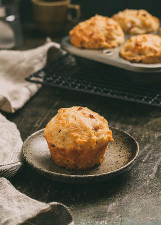 Delicious muffins for Breakfast, selective focus.Toned imageの写真素材